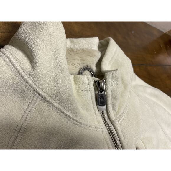 The North Face Apex Jacket Small Beige Faux Leather Full Zip Fleece Logo - Picture 7 of 16